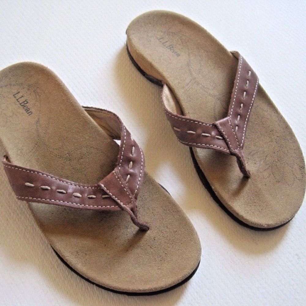 🌹L. L. Bean Flip Flops Sandals Suede Stitched